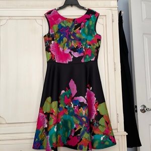 Tahari Black and Floral Party Dress
